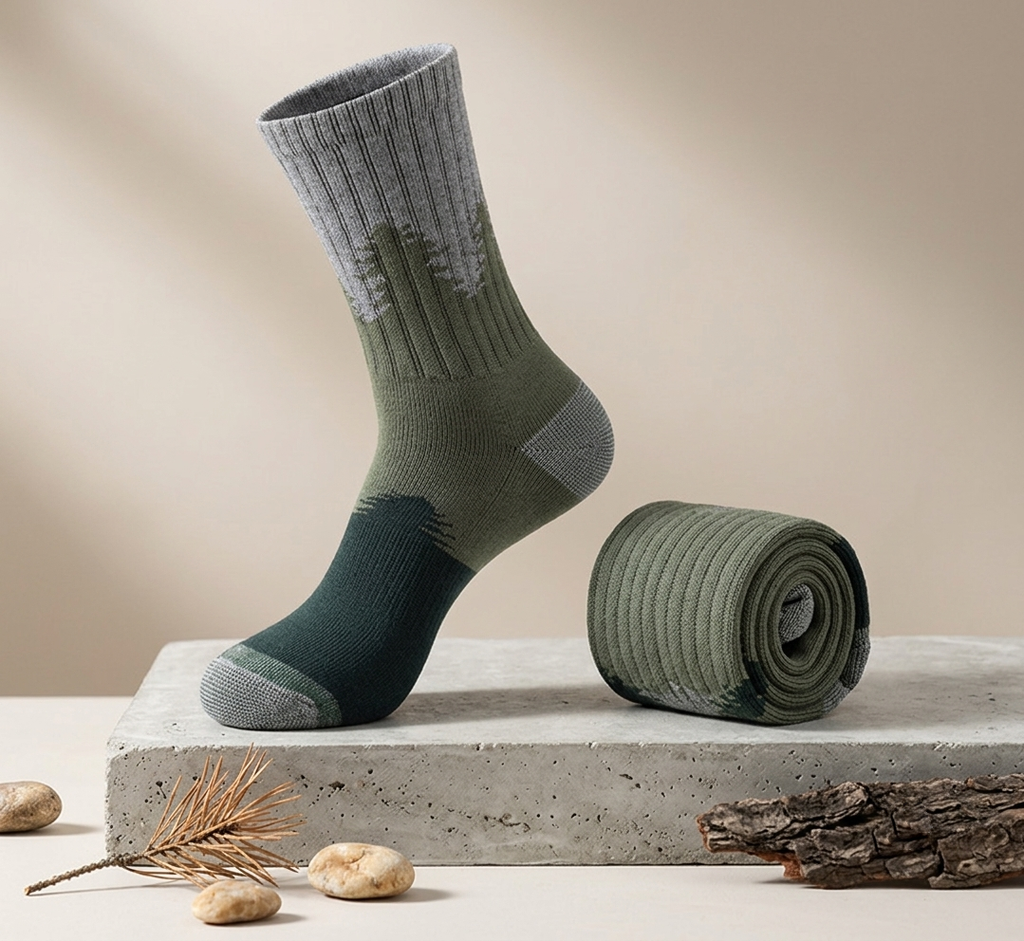 Unisex Merino Wool Forest Crew Hiking Sock